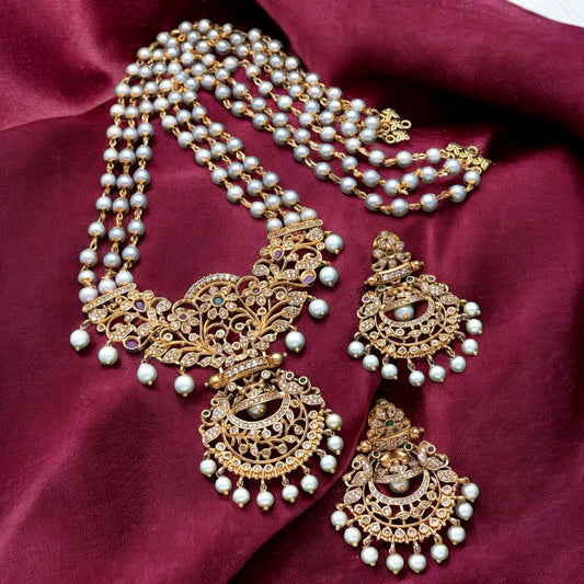 Gold plated long necklace set
