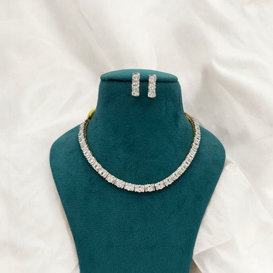 Dual tone American Diamond necklace set