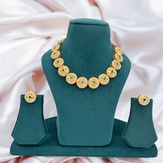 Kundan necklace set with studs