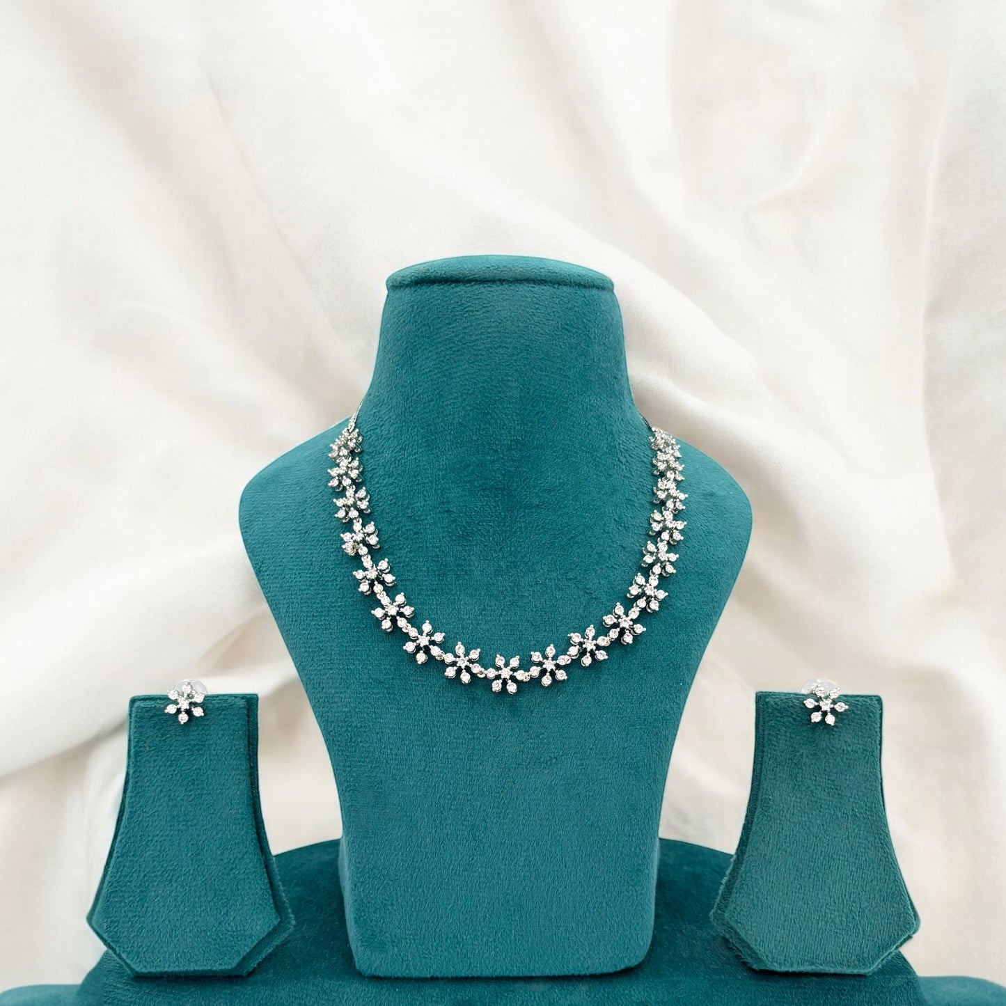 Silver American Diamond necklace set