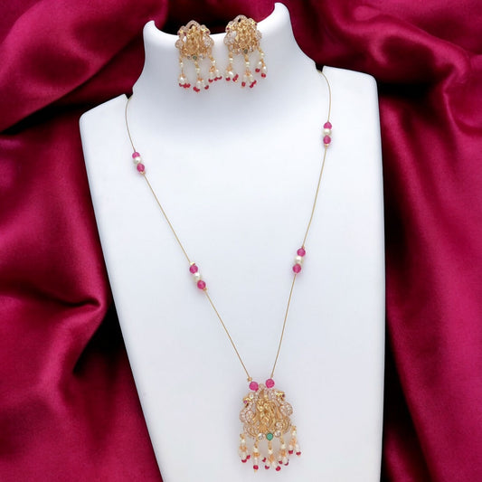 Invisible temple pendant chain set