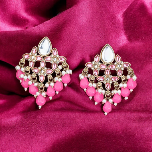 Mehndi polish pink earrings