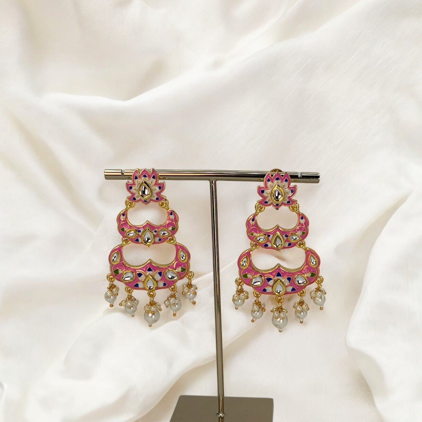 Meenakari kundan earrings