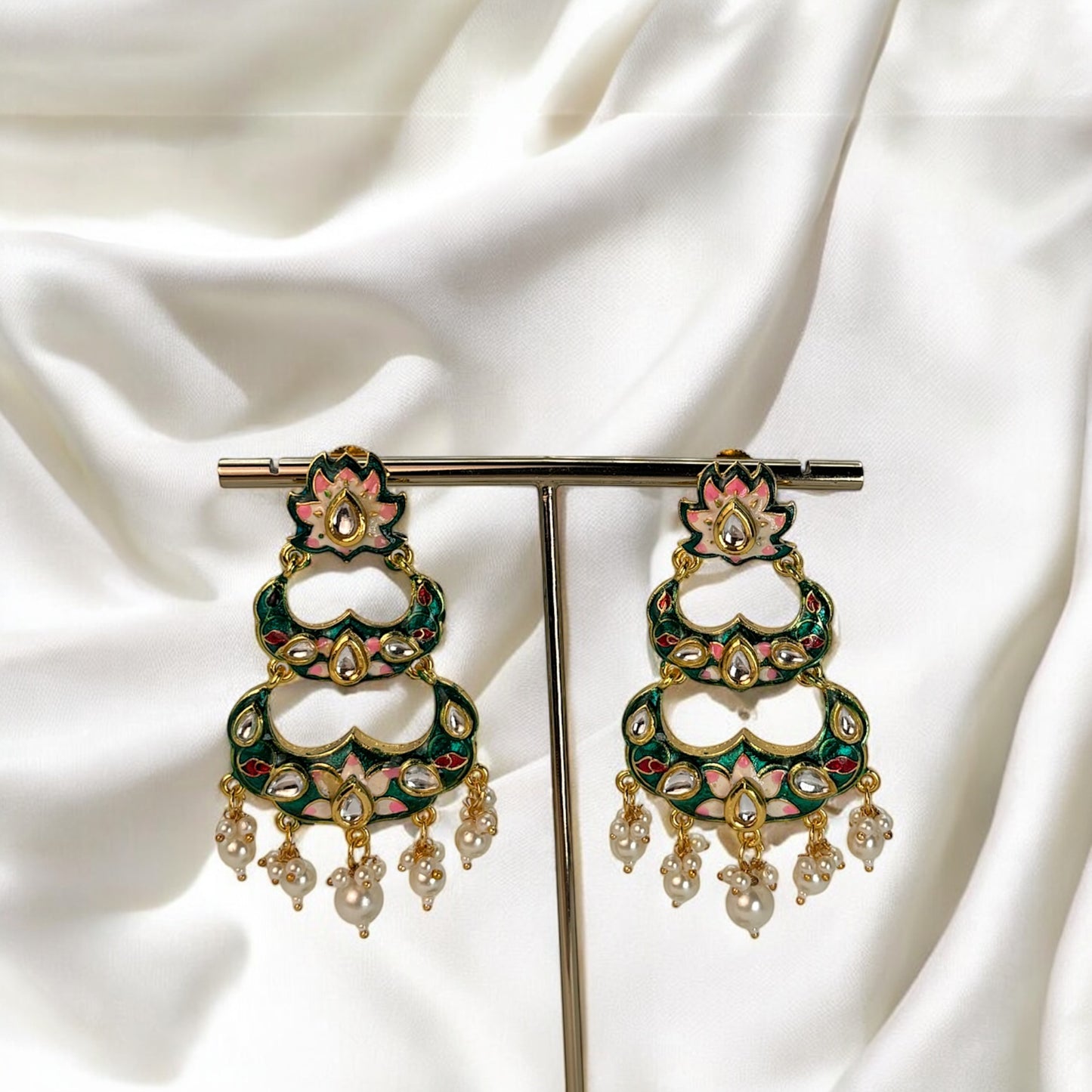 Meenakari kundan earrings
