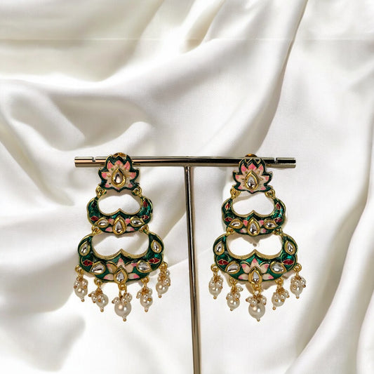 Meenakari kundan earrings