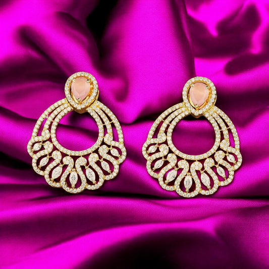 Gold plated pink earrings