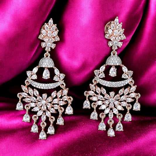 Rose gold plated American Diamond earrings
