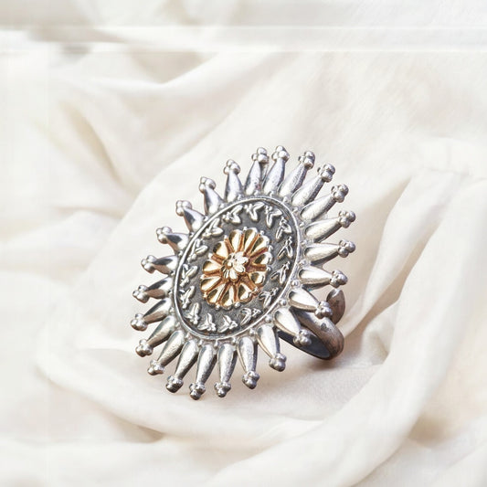Dual tone silver ring