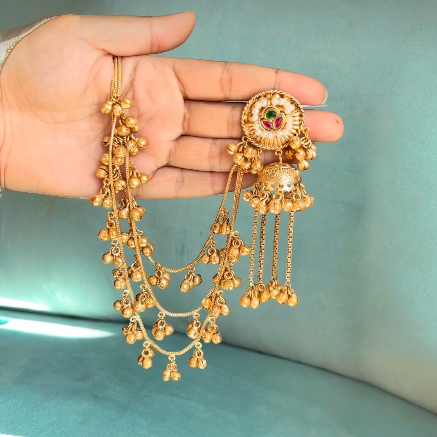 Pachi kundan kashmiri earrings
