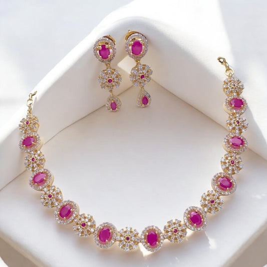 Gold plated American Diamond necklace set