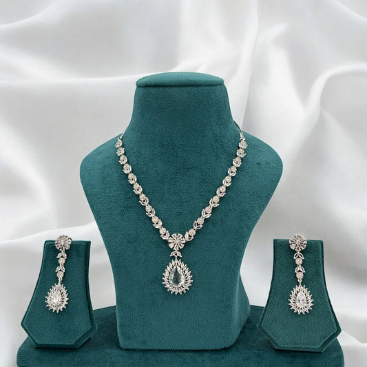 Silver American Diamond necklace set