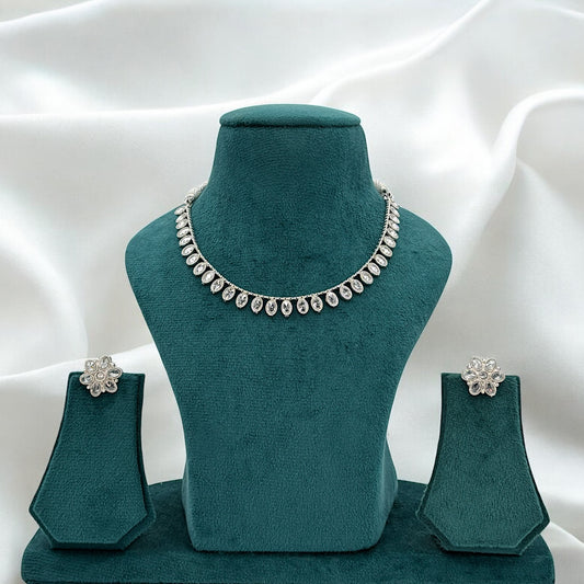 Silver American Diamond necklace set