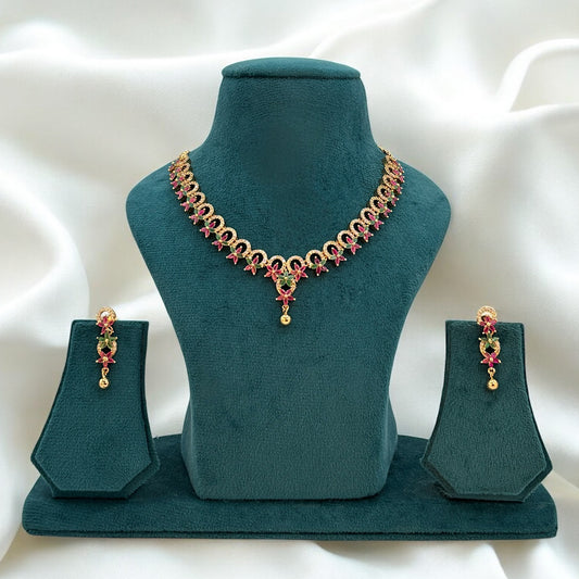 Gold plated American Diamond necklace set