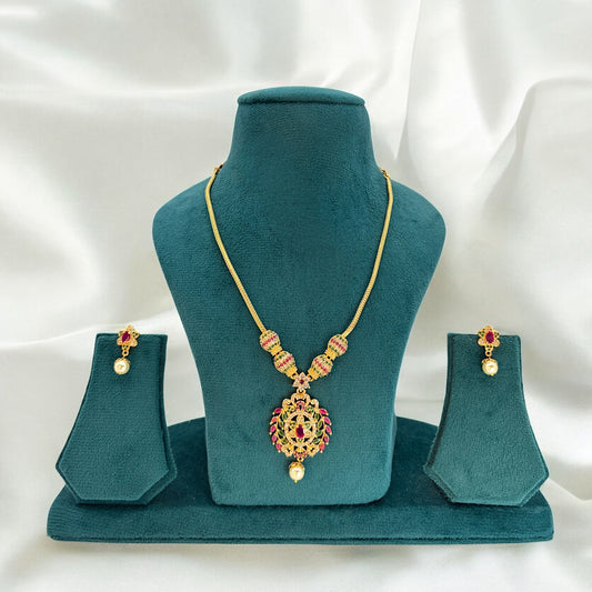 Gold plated American Diamond necklace set