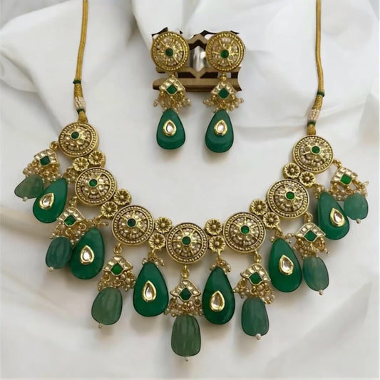 Premium quality pachi kundan necklace set