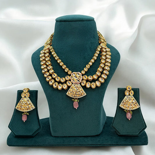 Gold plated kundan necklace set