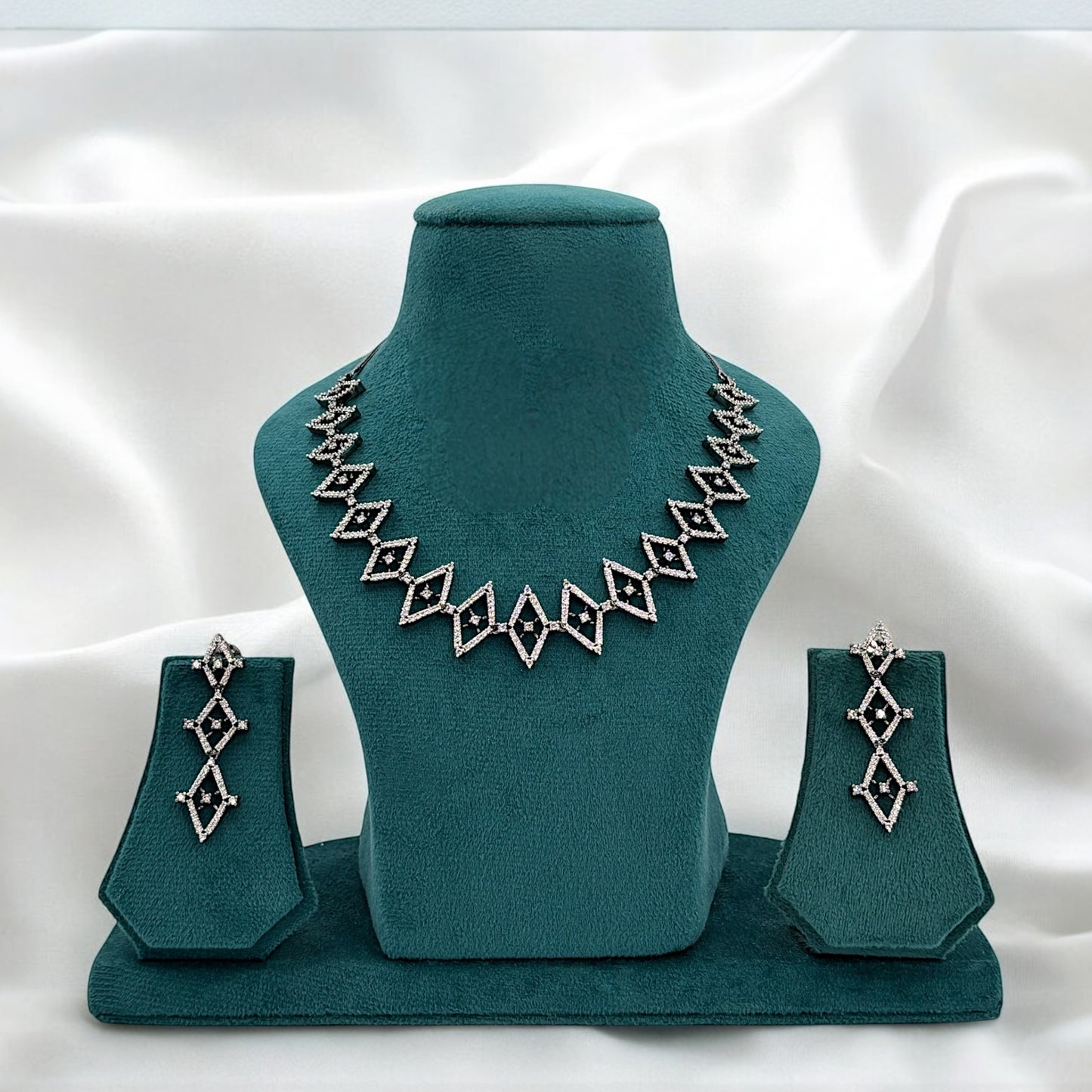 American Diamond necklace set with black plating.