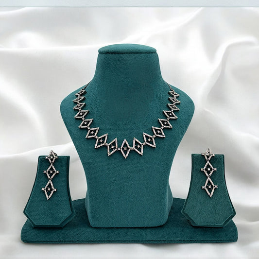 American Diamond necklace set with black plating.