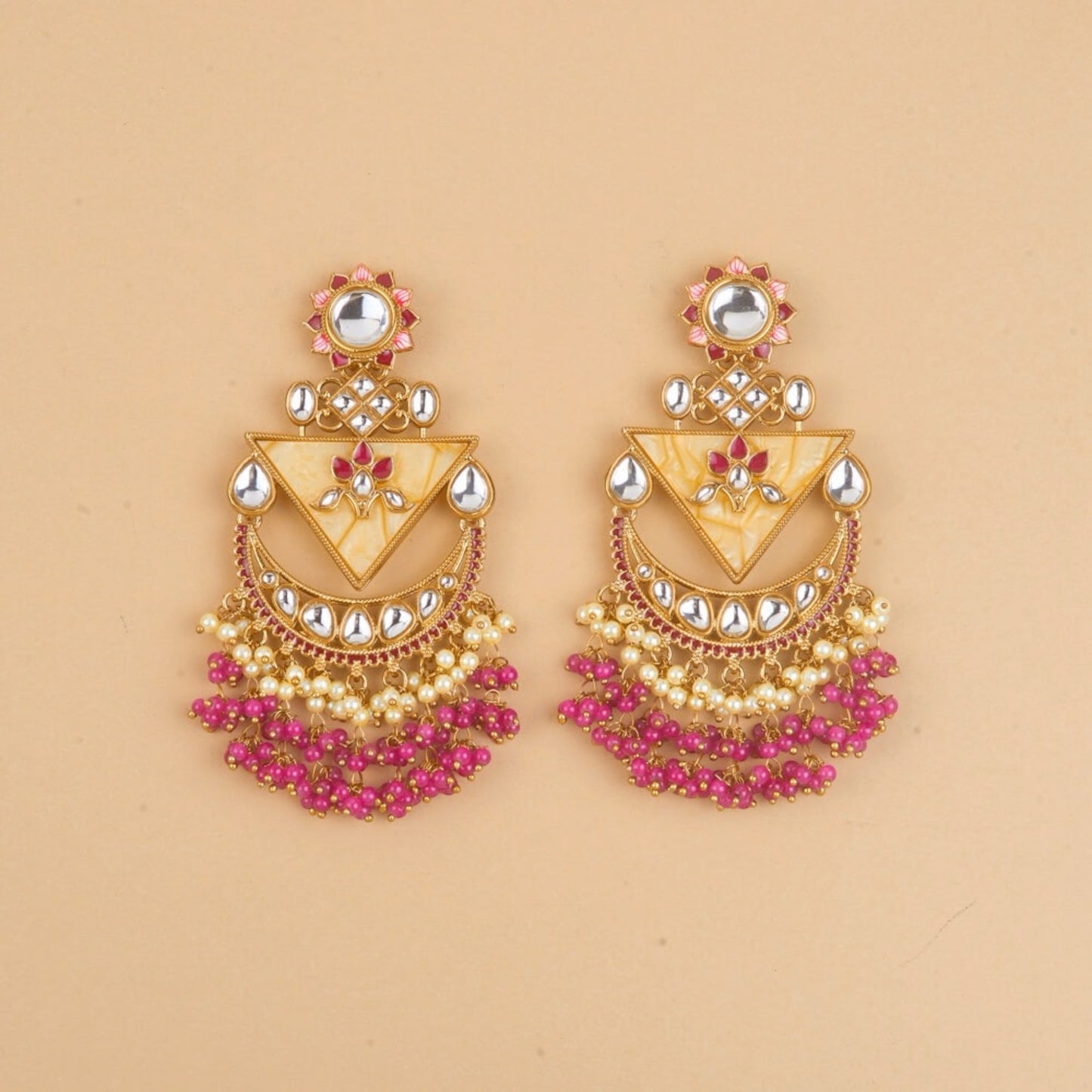 MOP earrings with mehndi plating