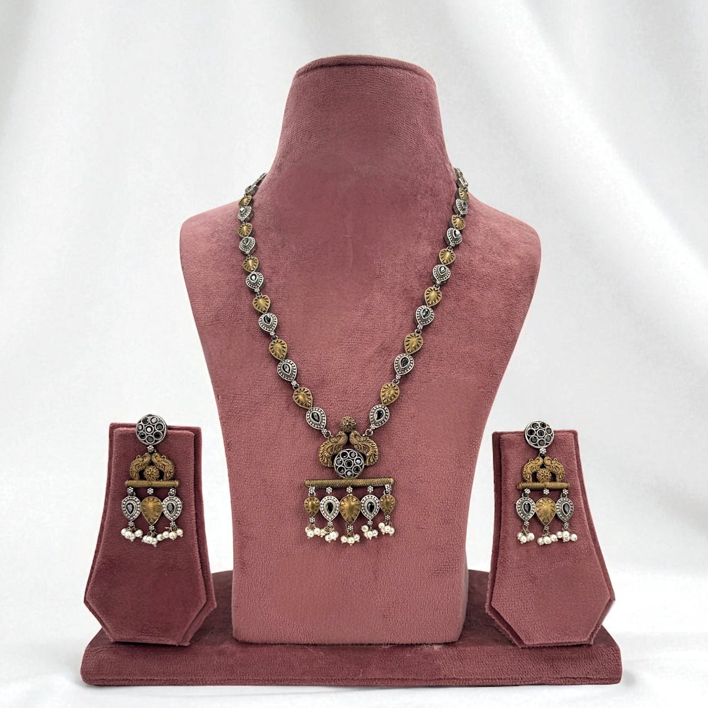 Dual tone chain necklace set