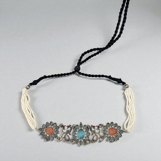 Silver oxidized choker
