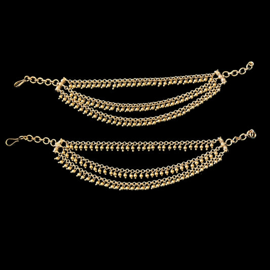 Matte gold plated ear chain