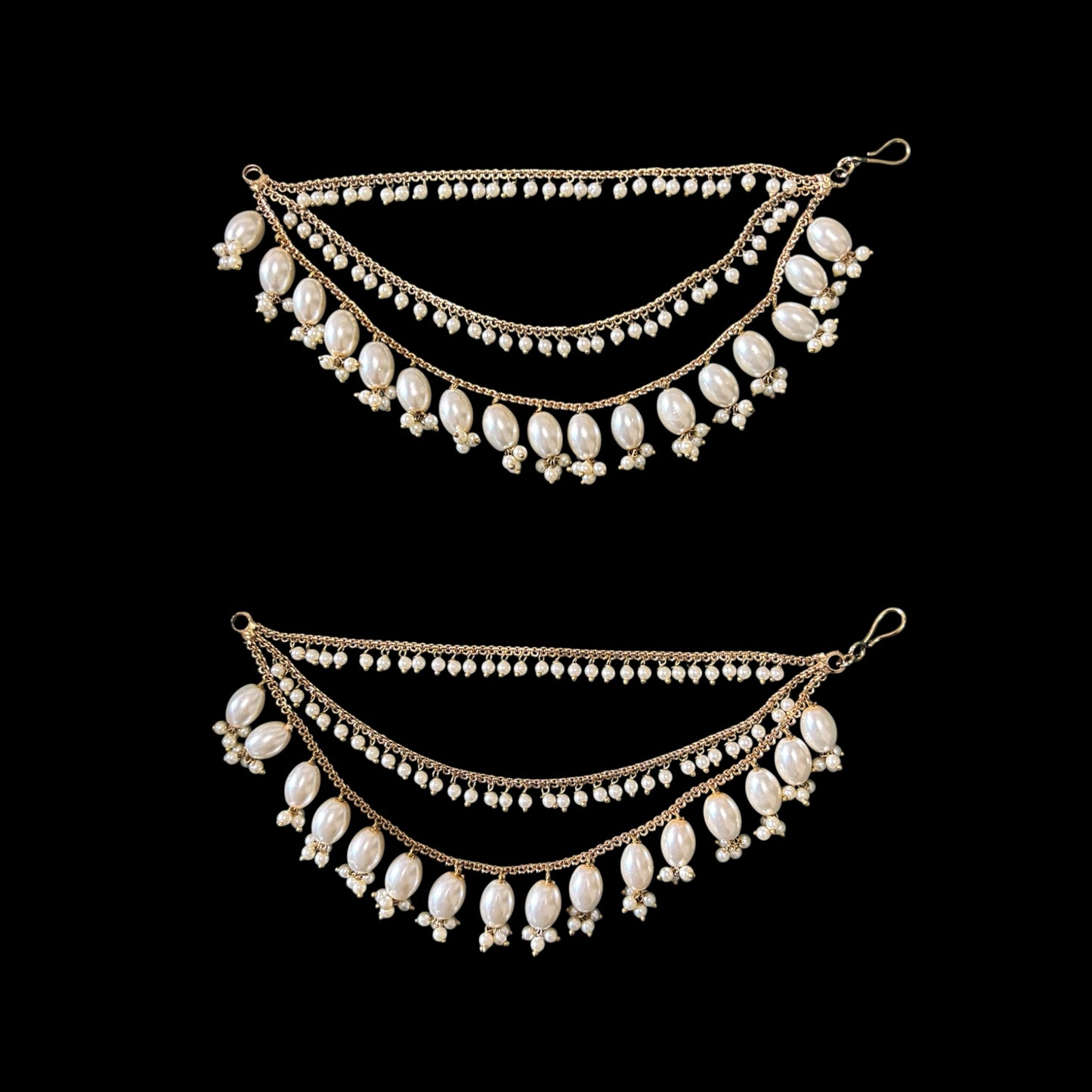 Mehndi polish white moti ear chain