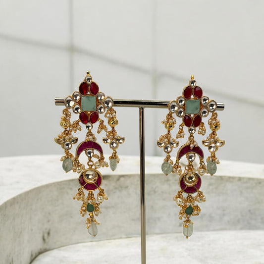 Gold plated pachi kundan earrings