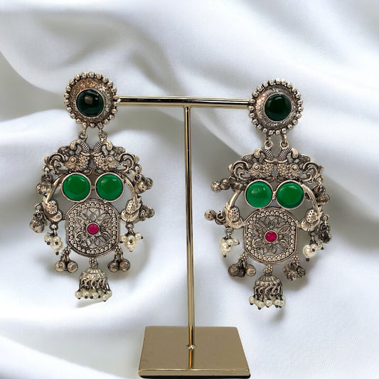 German silver oxidized earrings