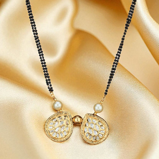 Classic gold plated kundan mangal sutra