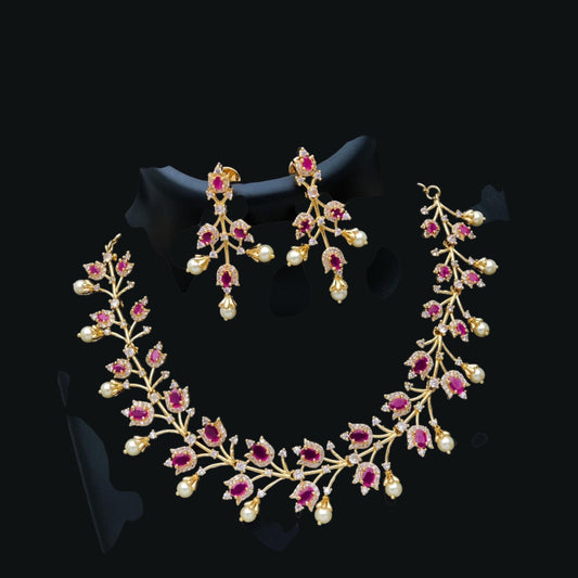 Micro gold plated necklace set with earrings