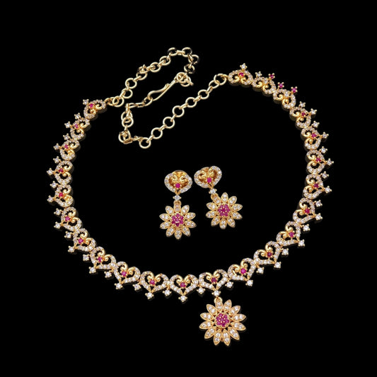 Micro gold plated necklace set with earrings