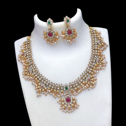 Matte finish necklace set with earrings