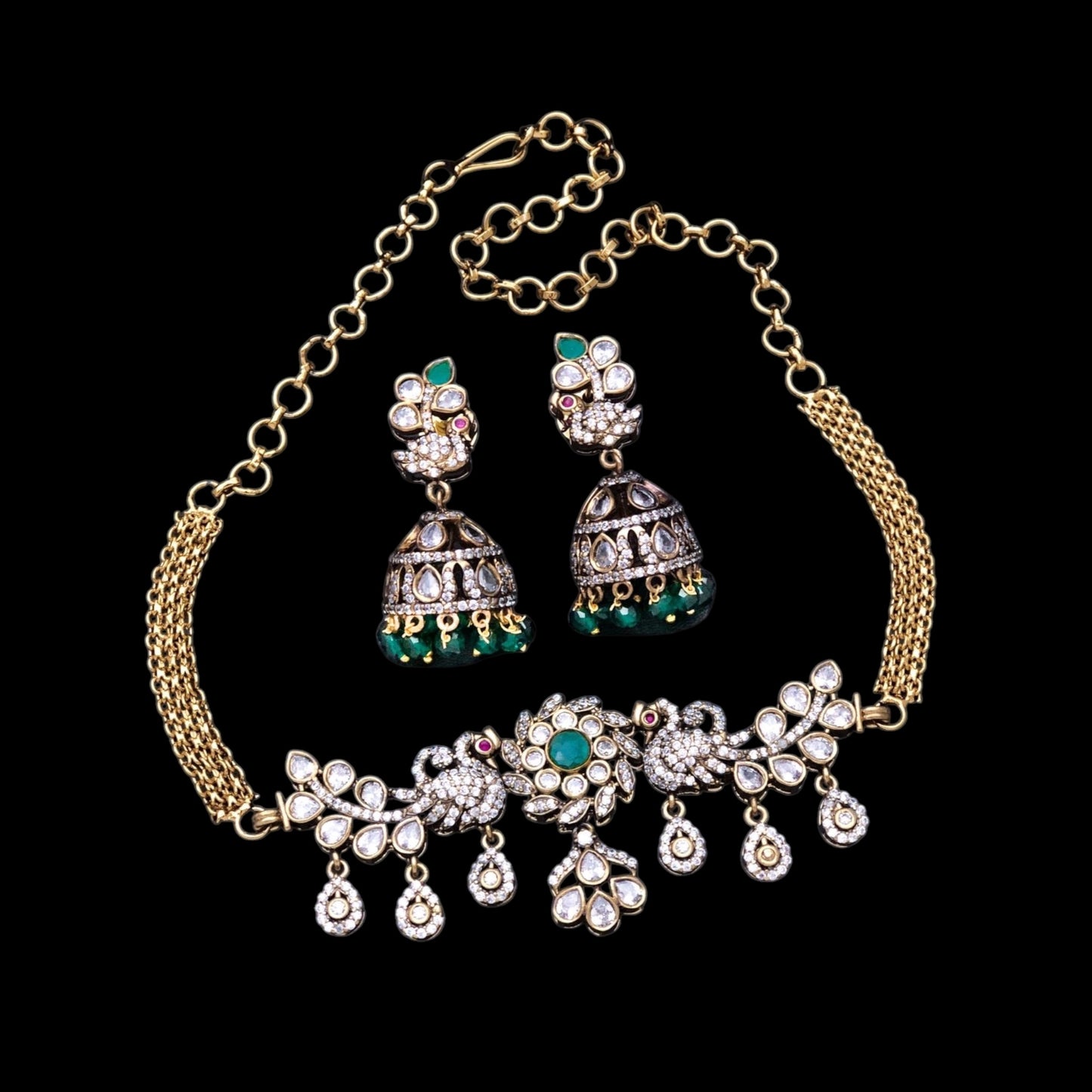 Premium quality Victoria polish choker set with jhumki