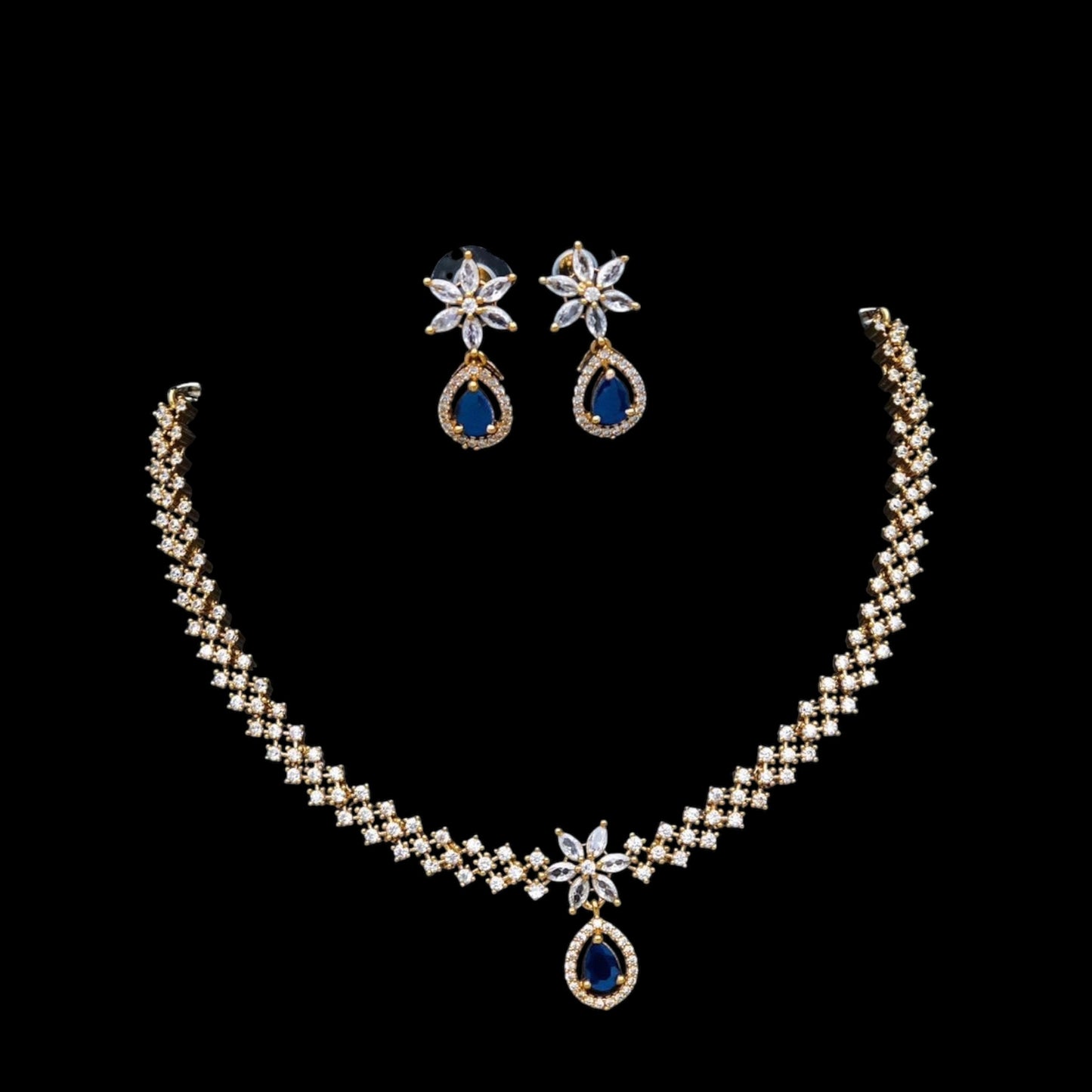 Elegant gold plated American Diamond Necklace set with earrings