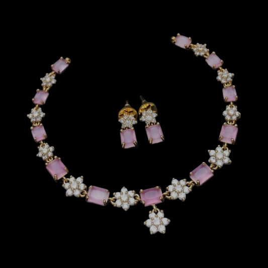 Simple gold plated with matte finish necklace  set