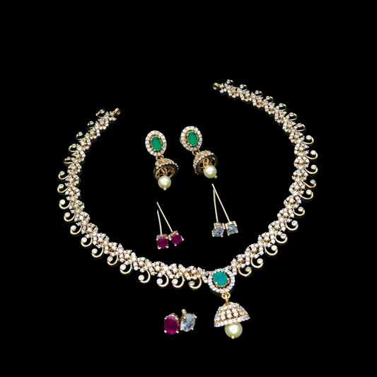 Bell gold plated changeable necklace set