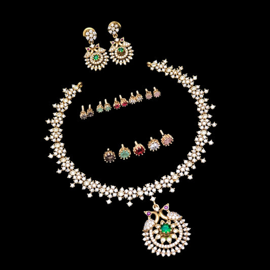 Premium quality American Diamond changeable necklace set