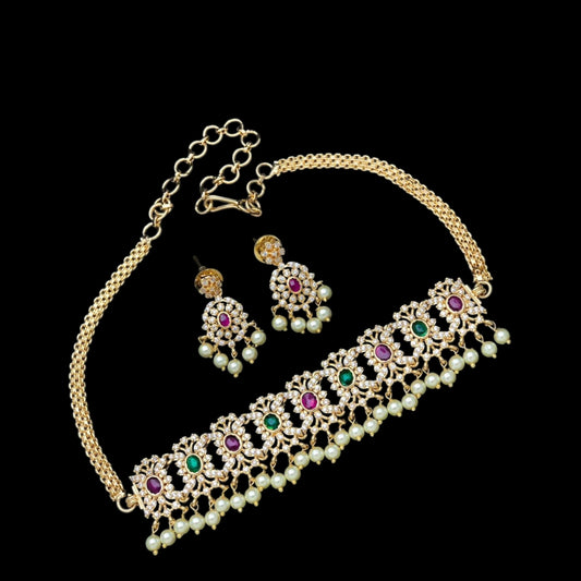 Micro gold plated choker set with earrings