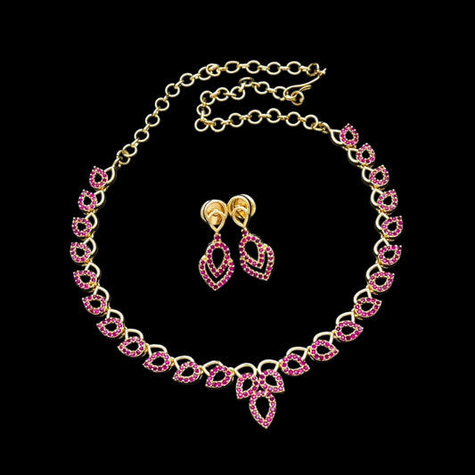 Gold plated American Diamond necklace set with earrings