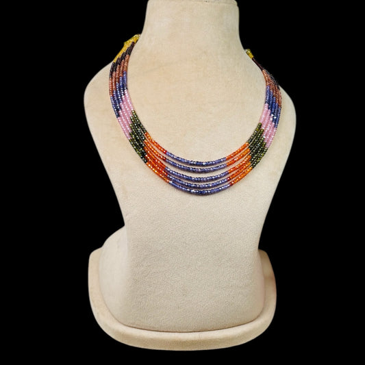 Sparkling handmade five layered  multi coloured glass stones mala
