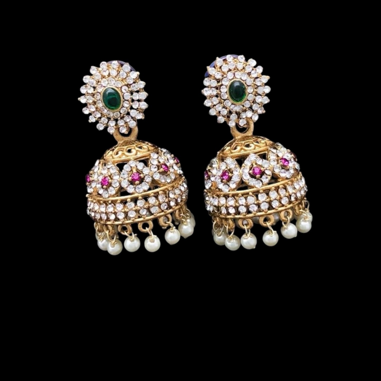 Gold plated American Diamond jhumki