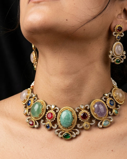 Sabhyasachi inspired multi coloured choker