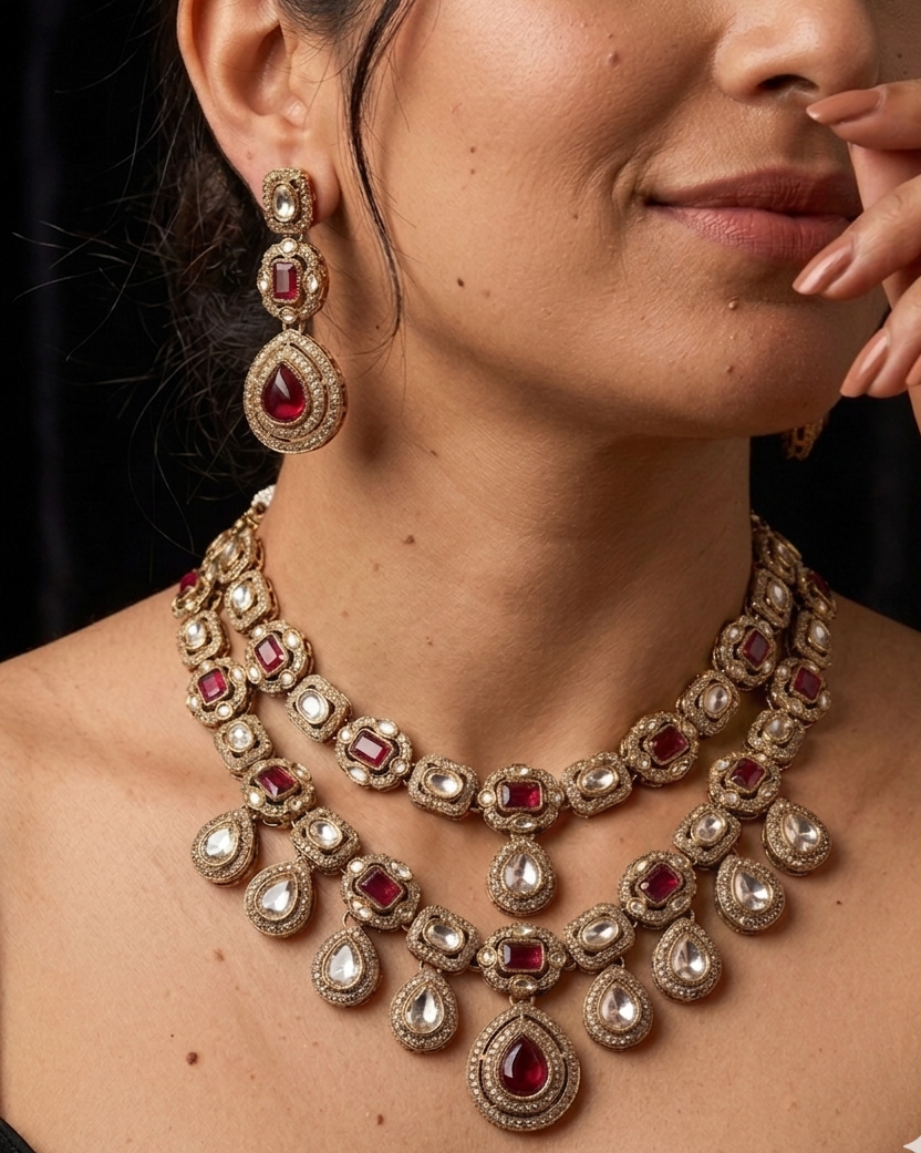 Heritage collection 2layer kundan necklace set