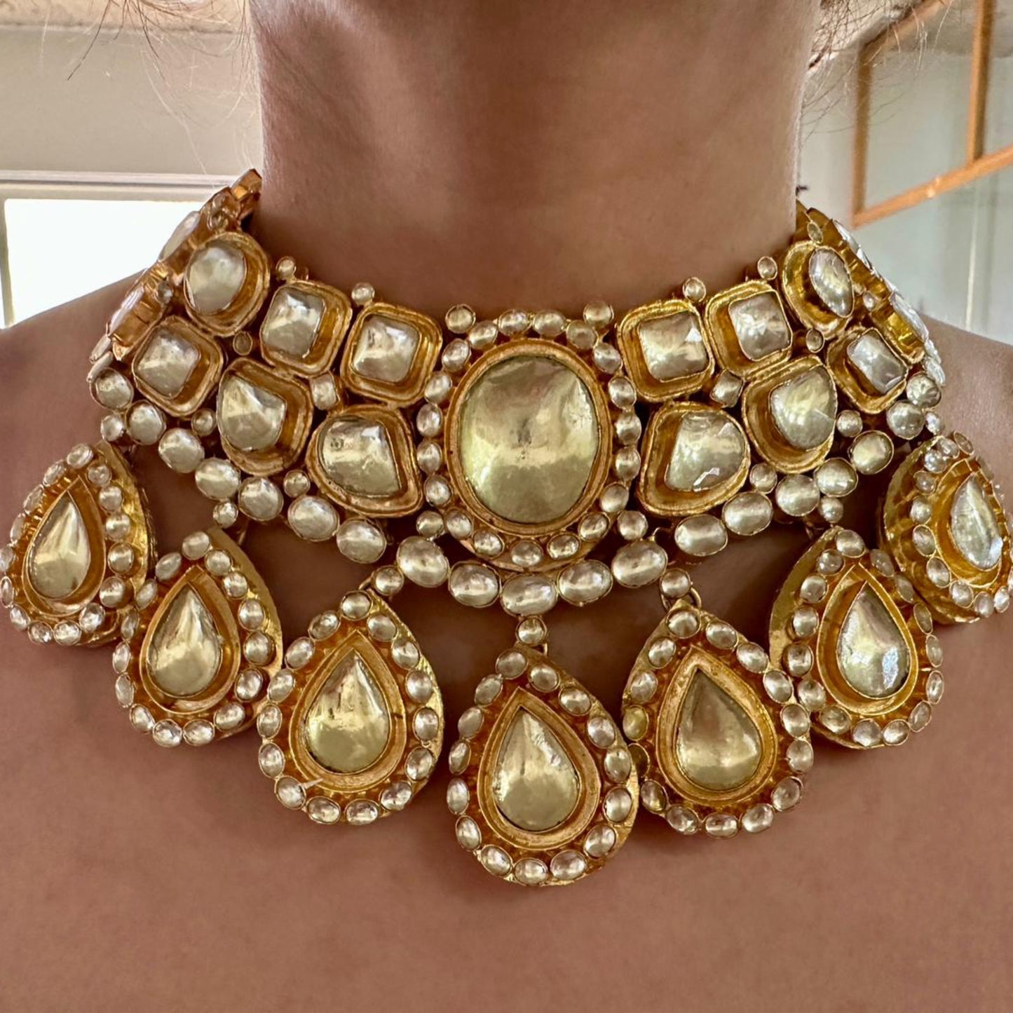Premium kundan necklace set with matha tikka