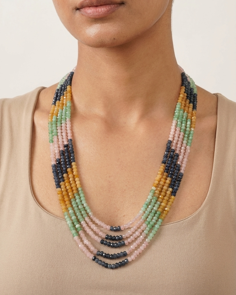 Multi color long mala/necklace