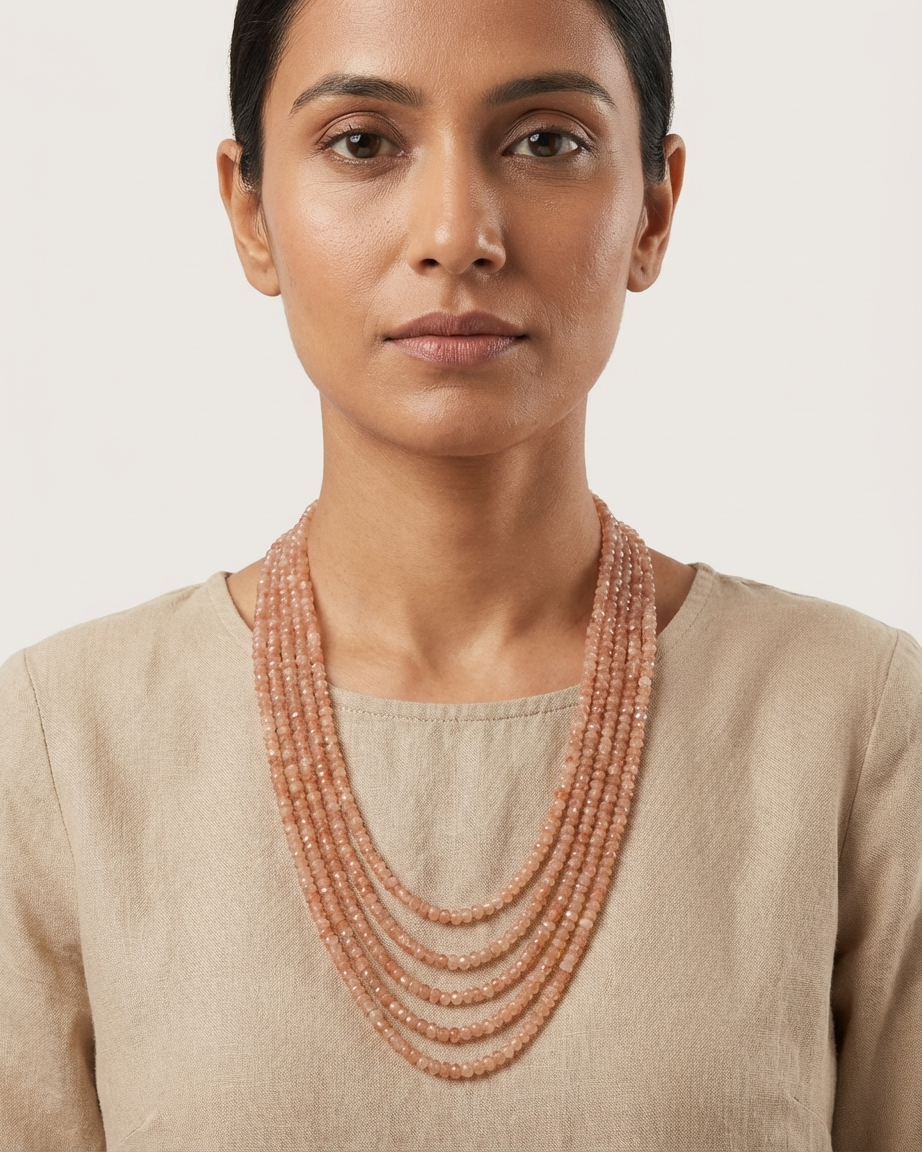Beige color long mala/necklace
