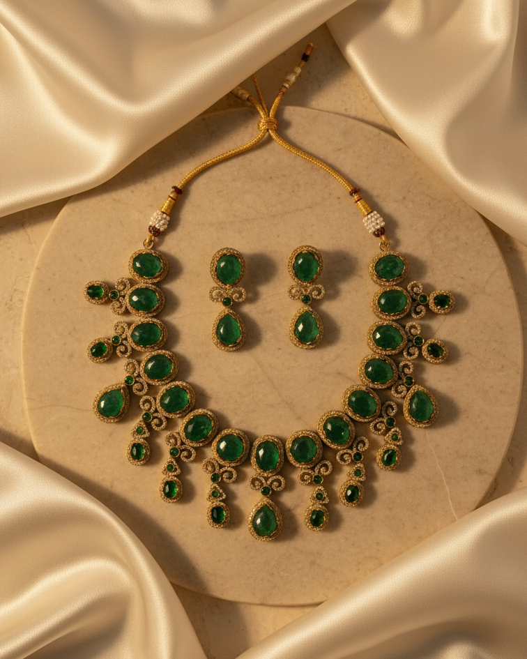Heritage collection green necklace set