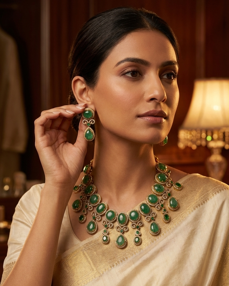 Heritage collection green necklace set