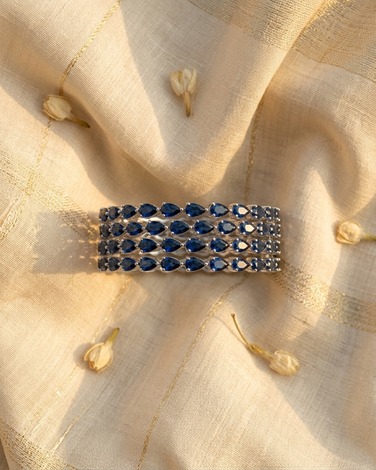 Silver plated American Diamond blue bangles